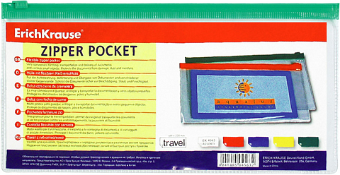 ZIP-пакет пластиковый ErichKrause® PVC Zip Pocket, Travel, прозрачный