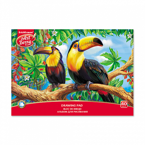 Альбом для рисования на клею ArtBerry® Экзотические птицы, А4, 40 листов