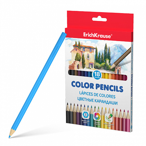 Цветные карандаши шестигранные ErichKrause®  18 цветов