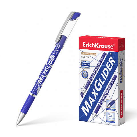 Ручка шариковая ErichKrause® MaxGlider®, Ultra Glide Technology, цвет  чернил синий (в коробке по 12 шт.)