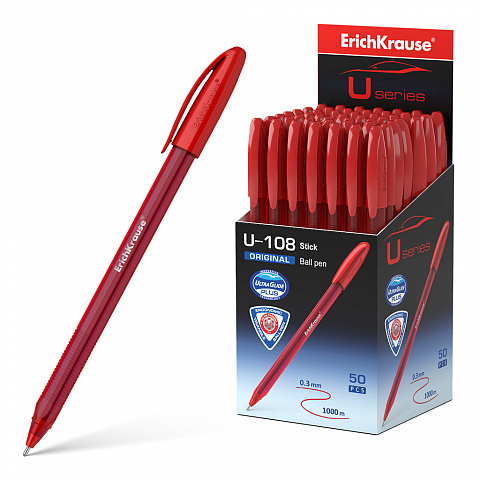 Ручка шариковая ErichKrause® U-108 Original Stick 1.0, Ultra Glide Technology, цвет чернил красный.