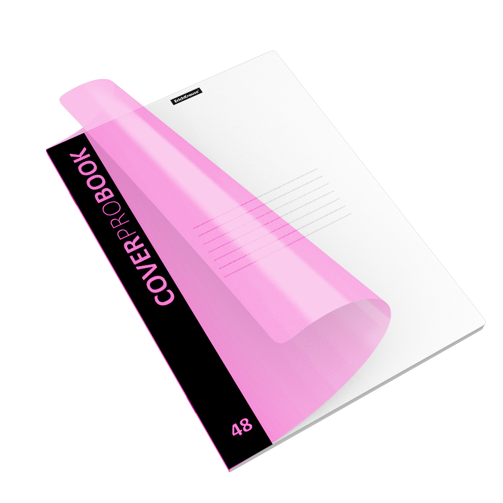 Тетрадь общая ученическая с пластиковой обложкой на скобе ErichKrause® Neon, розовый, А4, 48 листов, клетка
